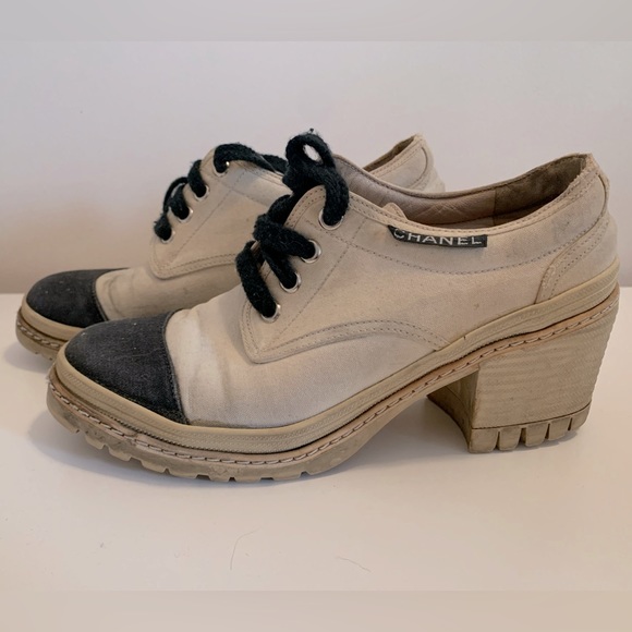 CHANEL Shoes - Chanel Canvas Heeled Sneakers